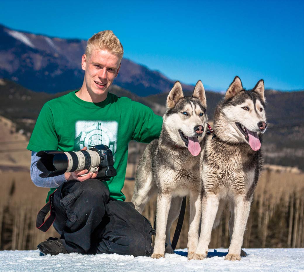 Nathan Clements and his two dogs: Siri and Ookie Nathan Clements and his two dogs: Siri and Ookie